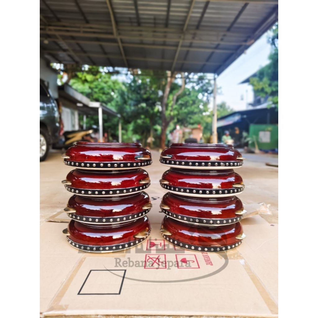 Rebana Hadroh Premium NATURAL Asli Jepara Kayu Mahoni Kulit Punggung Kambing