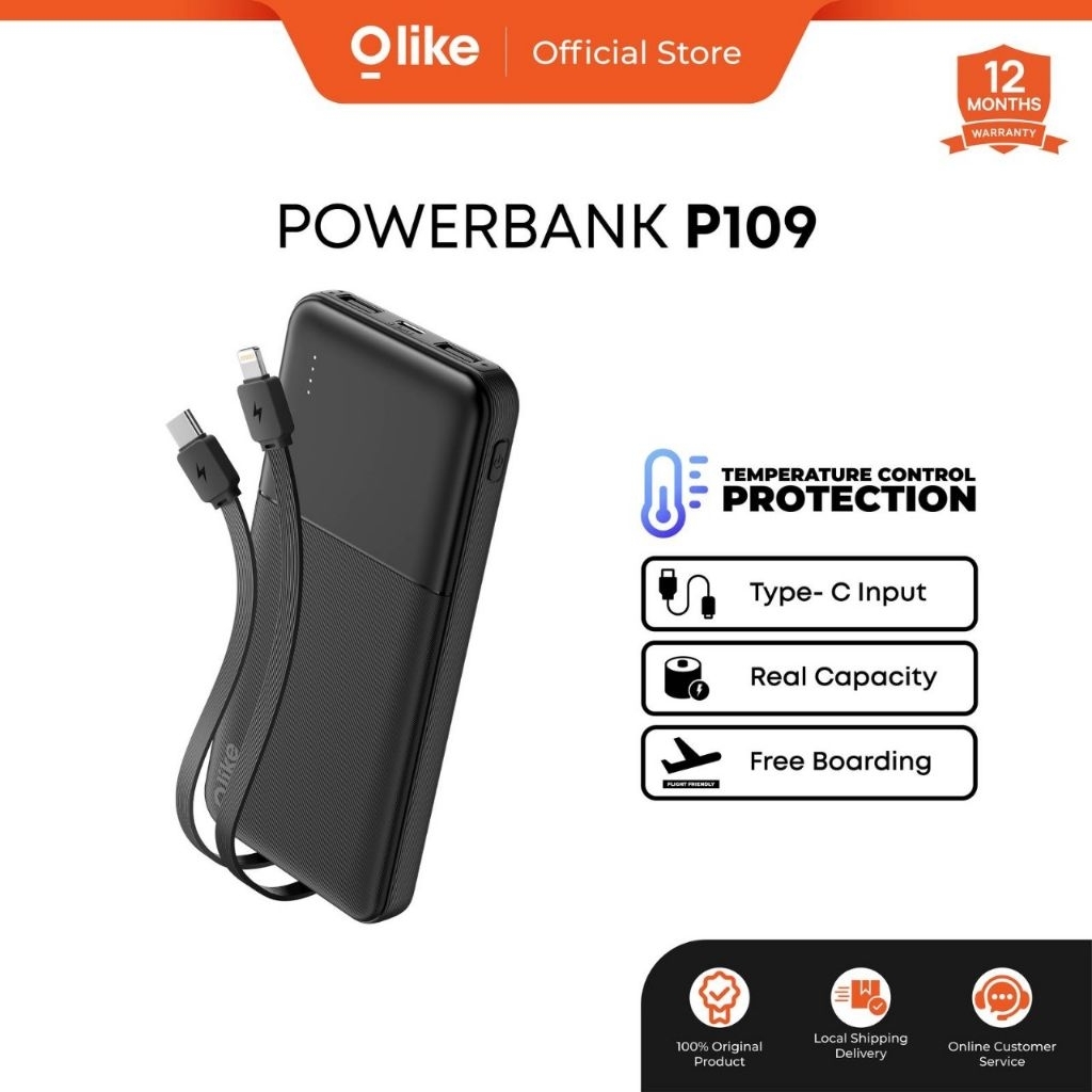 OLIKE P109 POWERBANK BUILT-IN CABLE 10000mah
