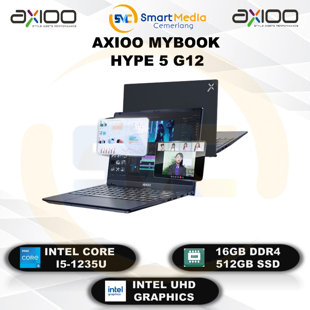 AXIOO MYBOOK HYPE 5 G12 - INTEL I5-1235U - 16GB - 512GB - INTEL UHD - 14" FHD - DOS