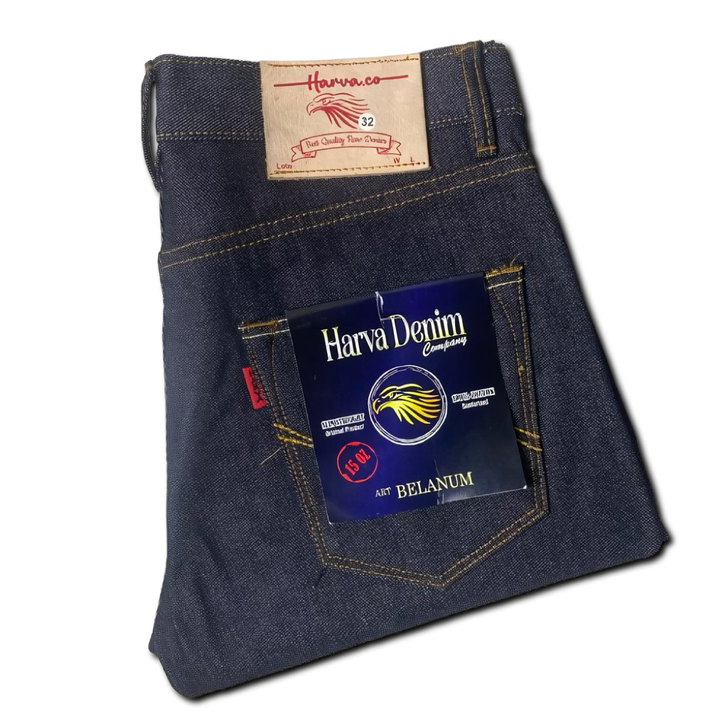 Nosteen – Celana Denim Black Indigo Selvedg Aksen 15 Oz Raw Denim Sanforized Slim Straight Original 