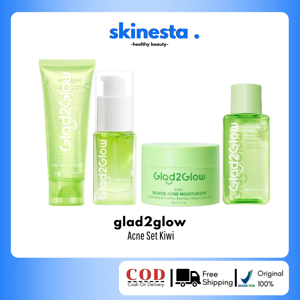Glad2glow Paket Acne - Bundling Acne Set kiwi - Kiwi 3D Acid Acne Moisturizer - Cleanser Salicylic A
