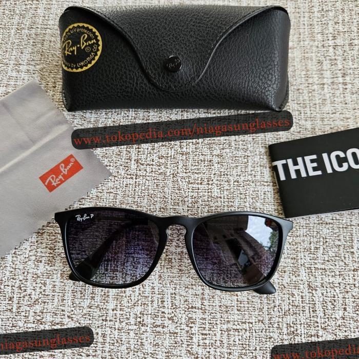 Kacamata Rayban Chris RB4187 622/T3 Black Doff Gradasi Polarized Second Original