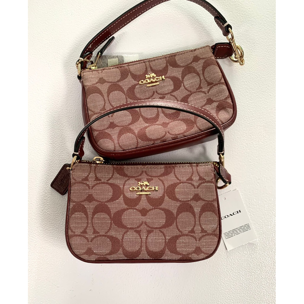 Tas Branded Coach Nolita 15 Hand Bag Wine Multi Signature Chambray