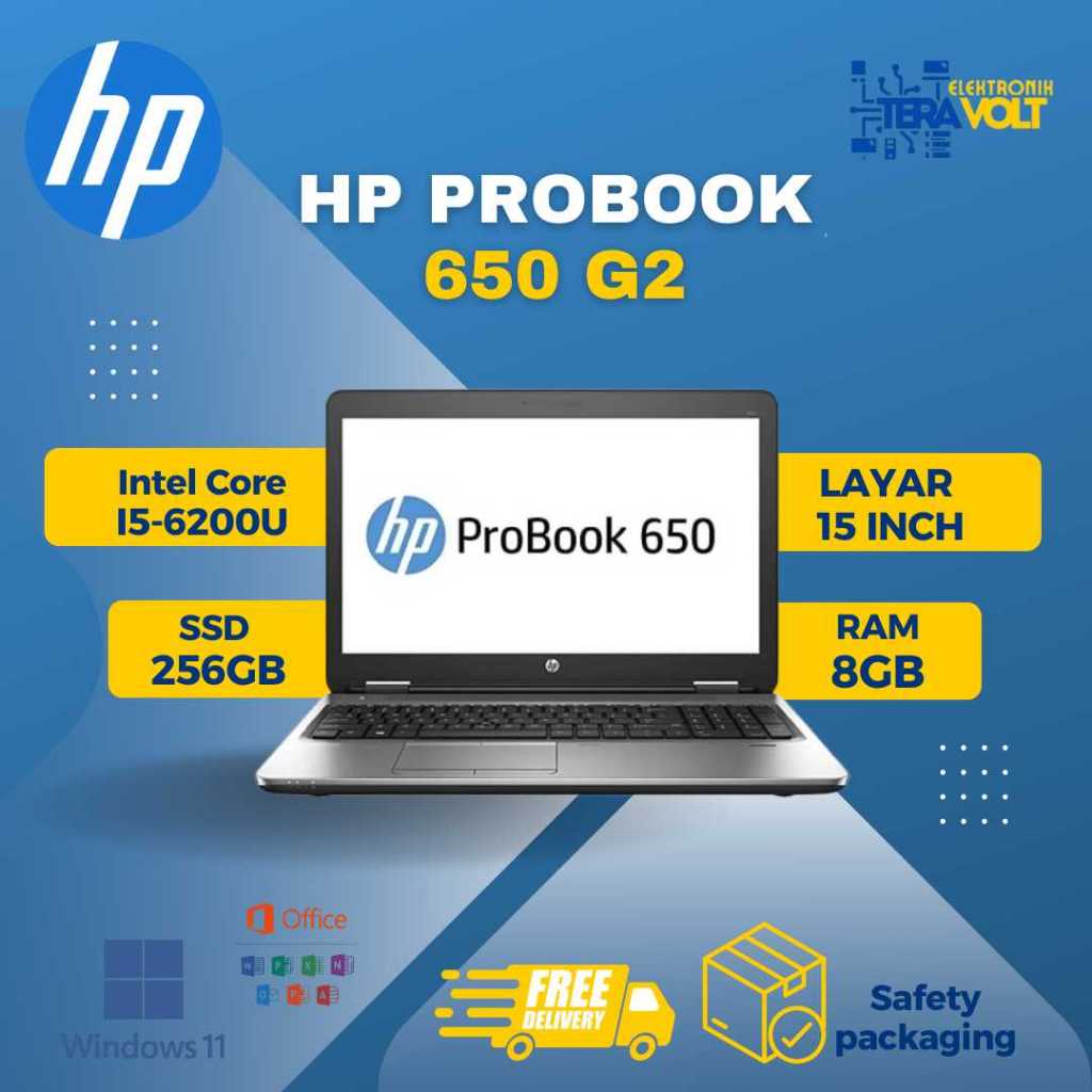 Laptop Second 15 Inci Merk Hp Probook 650 G2 Spek Kantoran dan Pelajar Ram 8gb Ssd 256gb siap pakai
