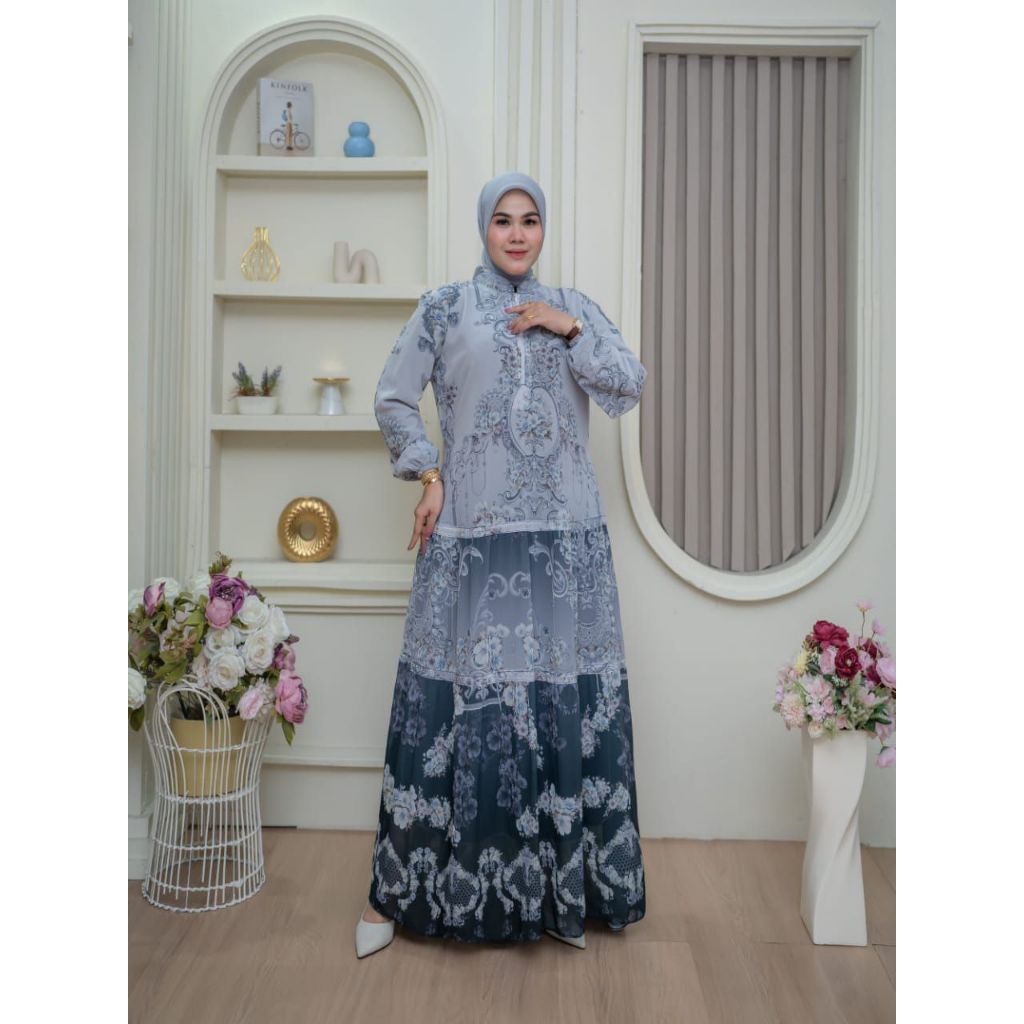 Dress canda gamis ceruty susun motif sultan terbaru viral