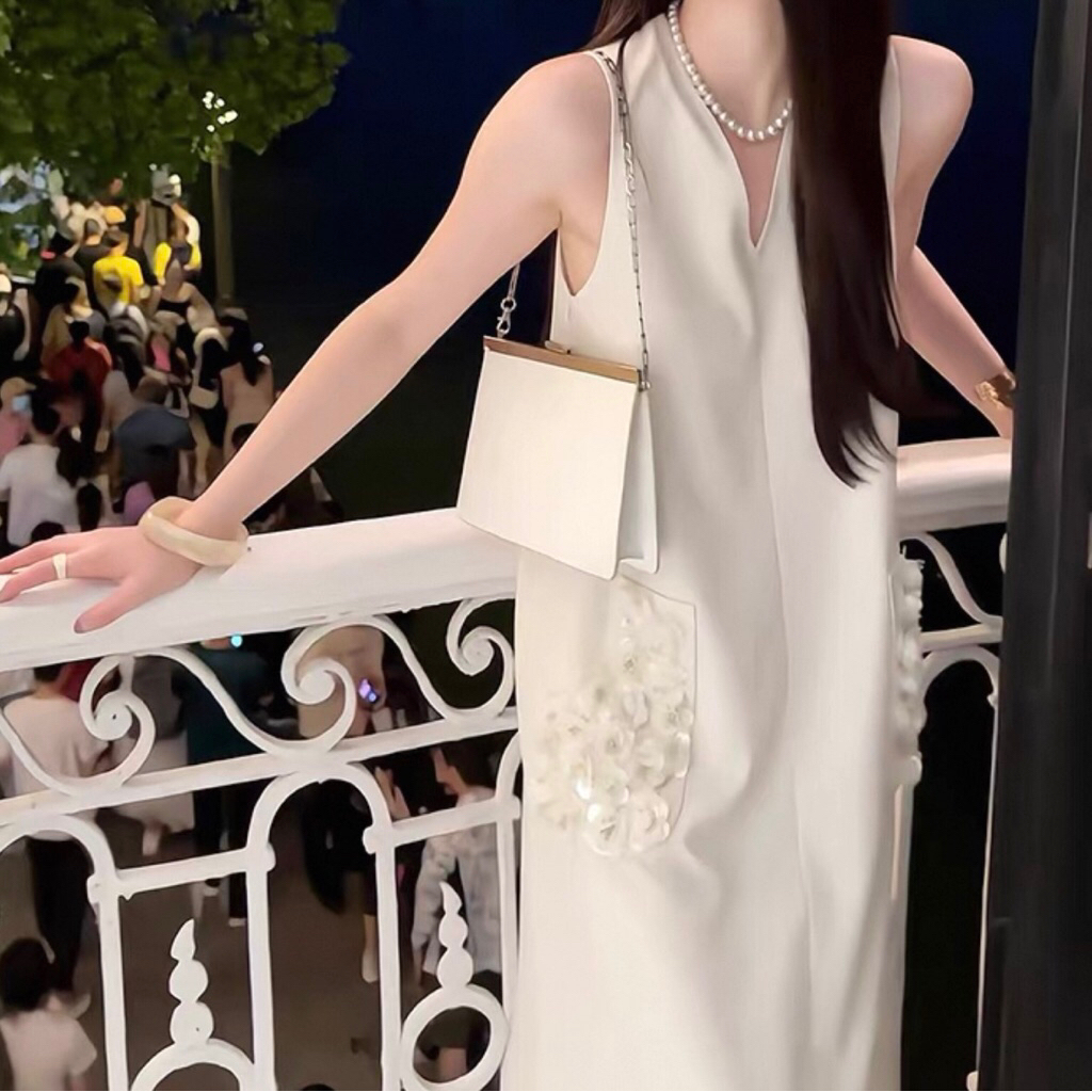 Dress Wanita casual dress impor D0780 Wanita Dress maxi putih dress pesta putih Korea casual dress