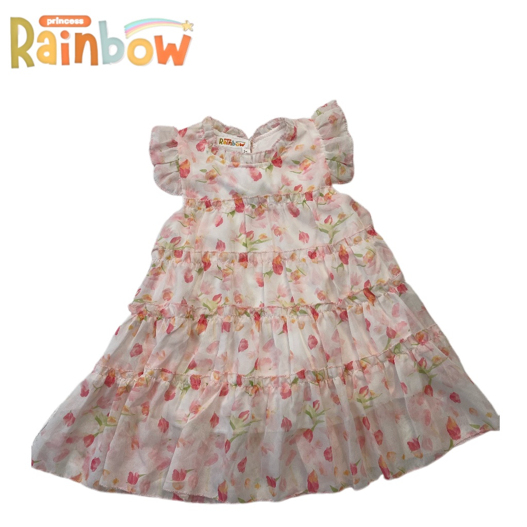 Rainbow Princess | Flowery Girls White Dress
