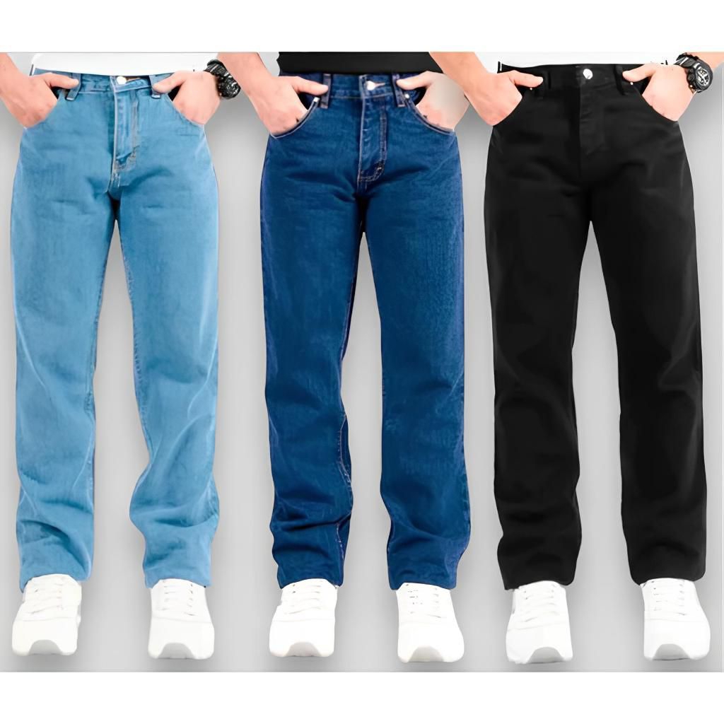 OST WEAR Celana Jeans Pria Standar Reguler Biru Muda