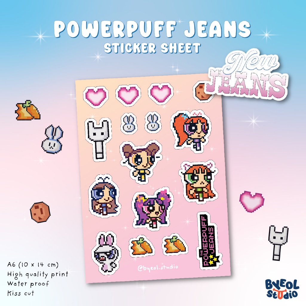Powerpuff Jeans Sticker Sheet Powerpuff Girls Korean Sticker
