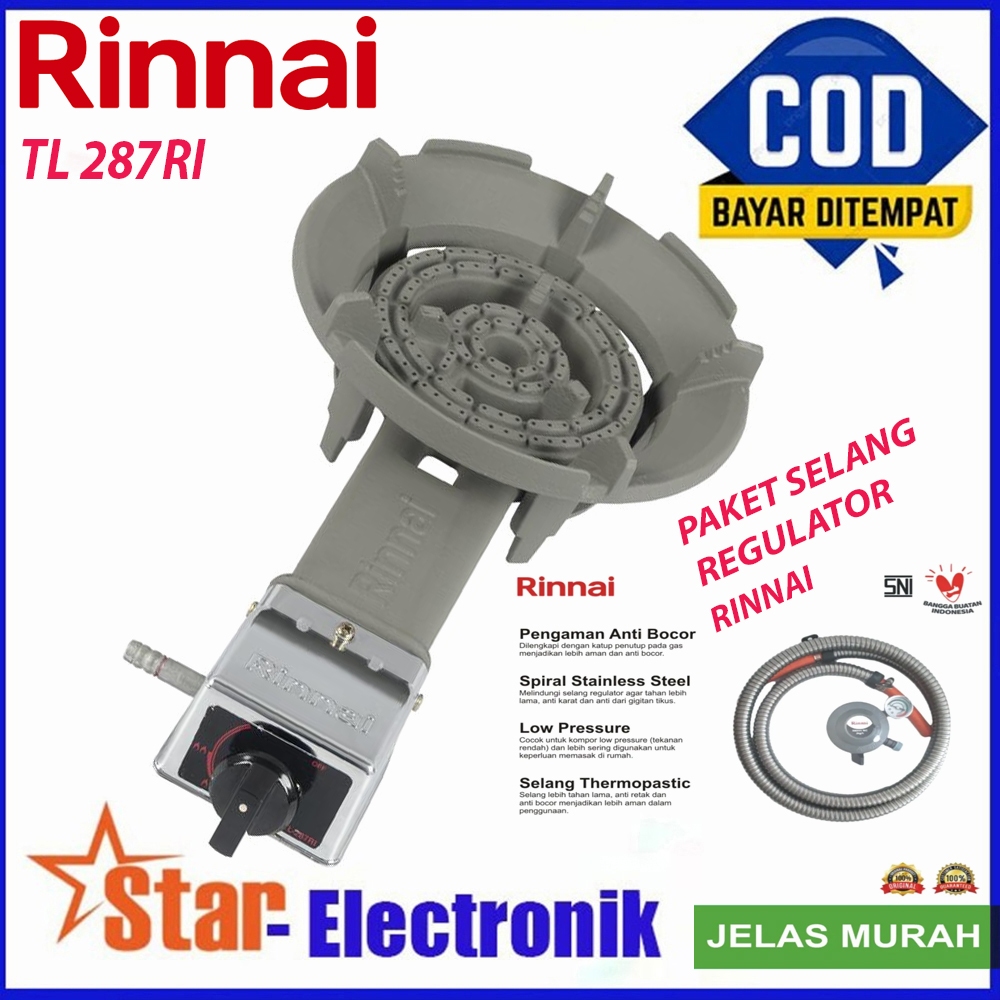 Kompor Gas 1 Tungku Rinnai TL 287 RI Kompor Besi Cor