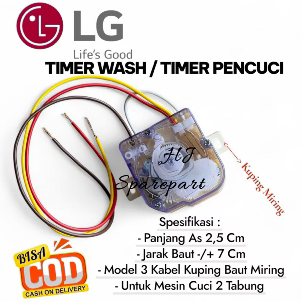 Timer Wash 3 Kabel Kaki Miring Mesin Cuci LG 2 Tabung - Timer Mesin Cuci LG 3 Kabel Kaki Baut Miring