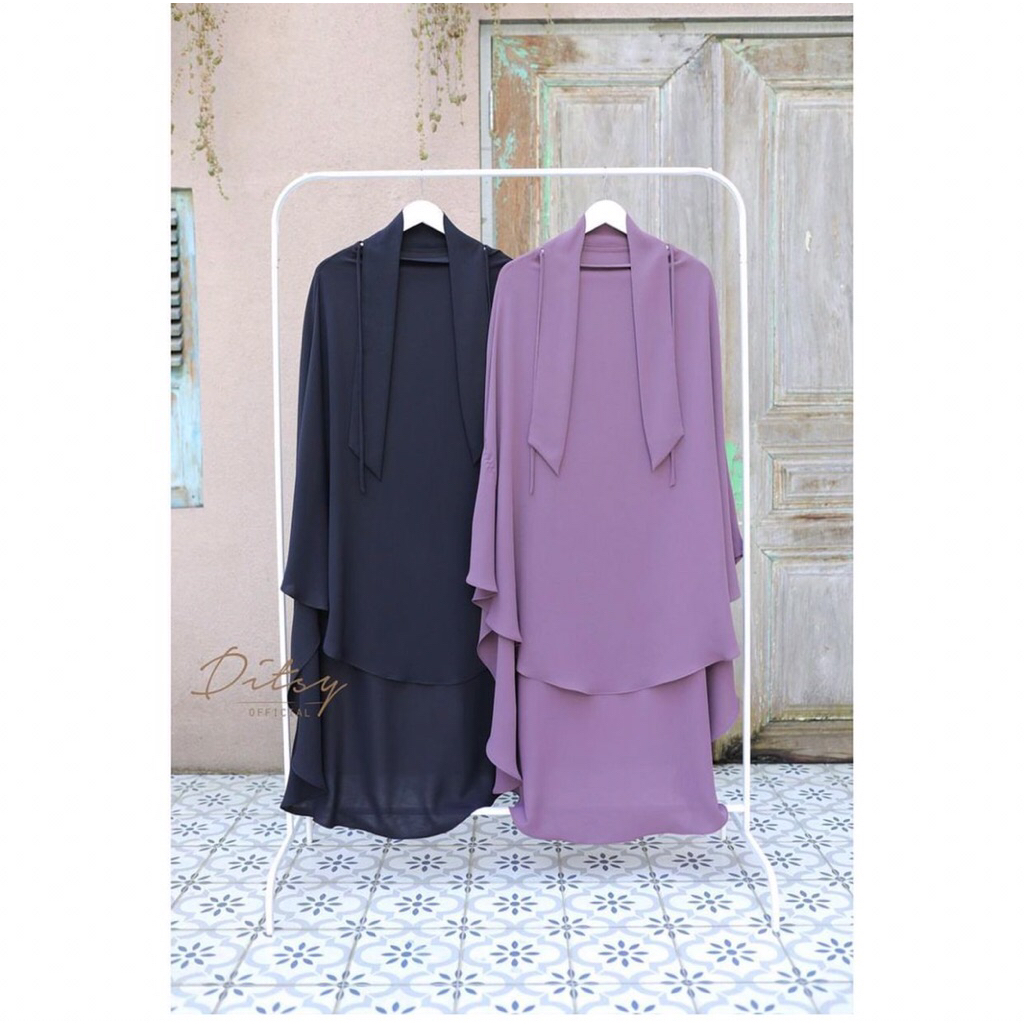 NWT FK FRENCH KHIMAR RAWDA DITSY MOSLEM BLACK MAZEN LONG JUMBO SHAIZA