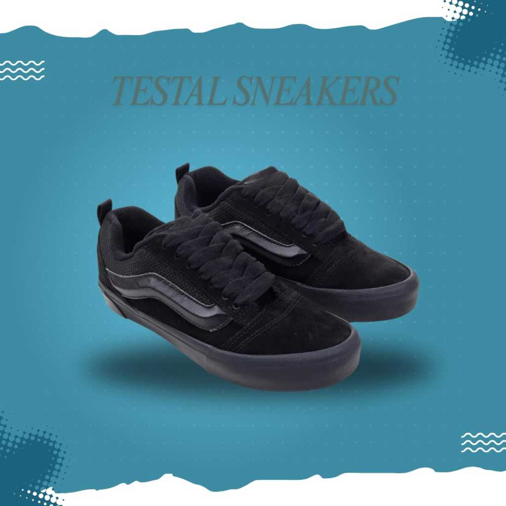 SEPATU SEKOLAH KNU SKOOL PREMIUM TALI GEMUK HITAM POLOS UNISEX SEPATU SKENA OOTD TRANDY FULL BLACK P