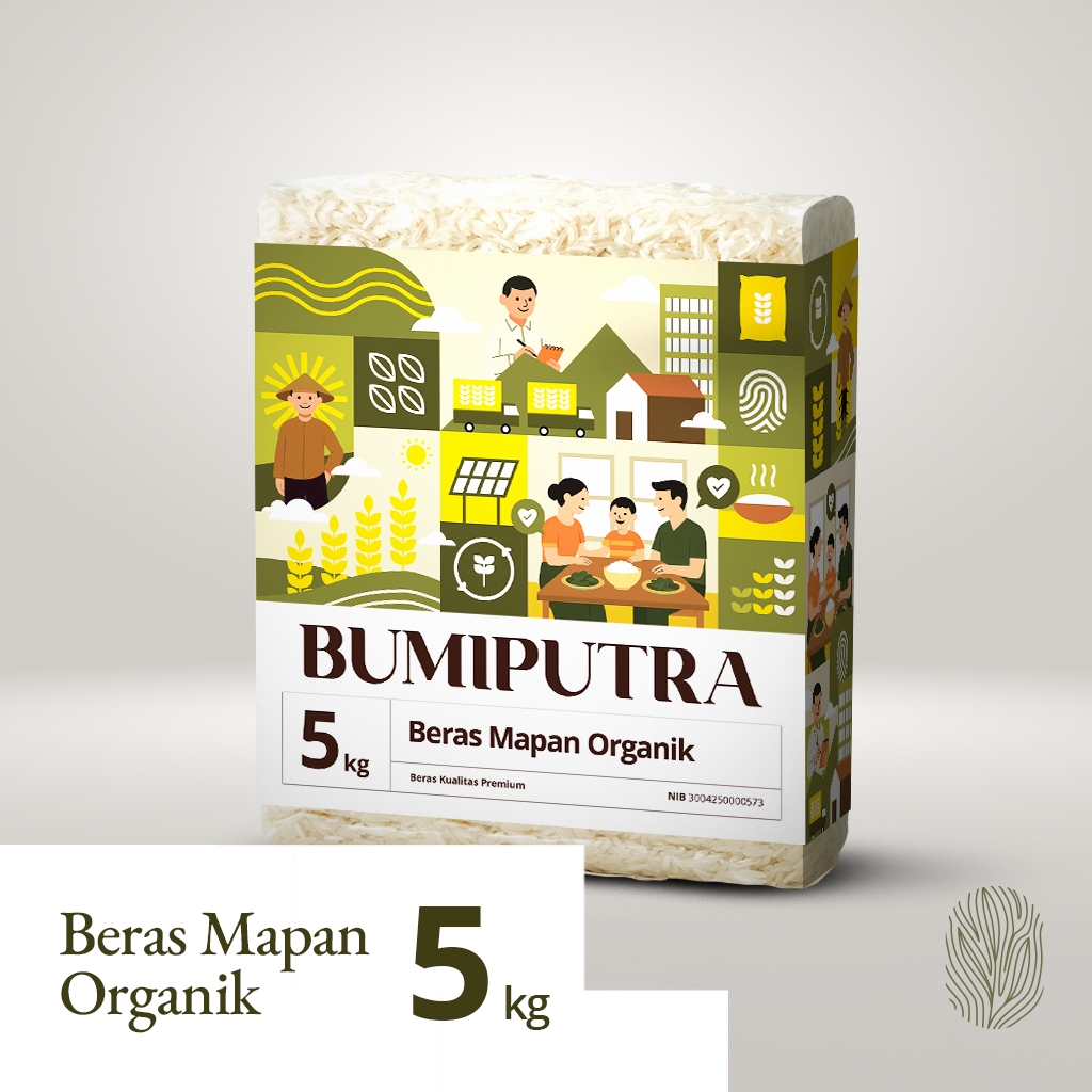 5 kg Beras Mapan Organik Bumiputra,  Bebas Pestisida, Tekstur Pulen Lengket & Aroma Alami