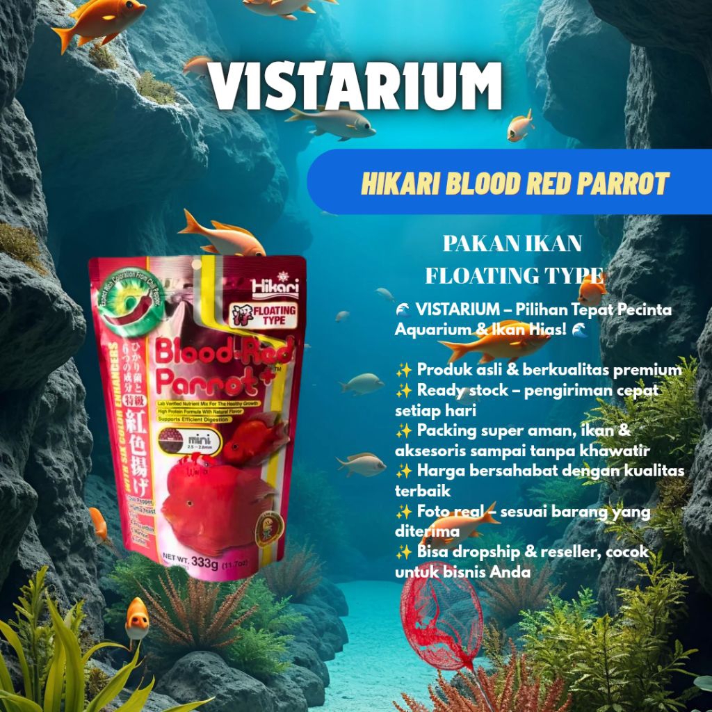 pelet ikan lohan dan perot hikari red blood parrot + size m original aksesoris aquarium
