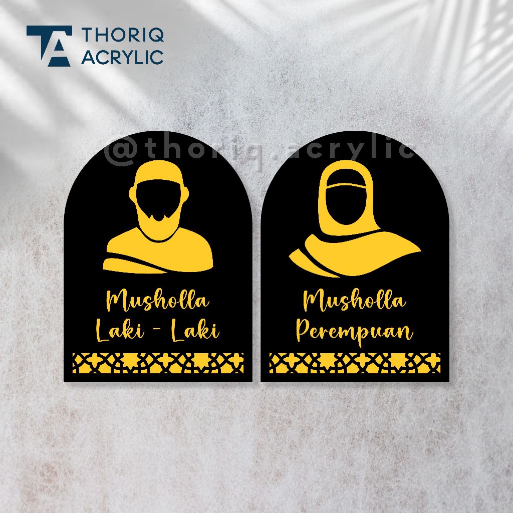 Sign Acrylic Musholla Laki Laki / Wanita | Akrilik Musholla wanita / laki laki tempel Pintu dinding 