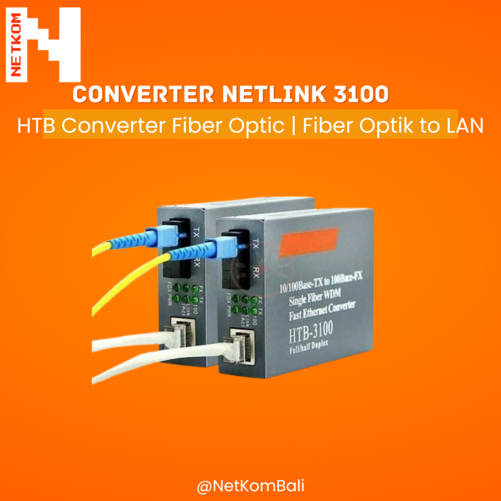 Media Converter Netlink 3100 HTB Converter Fiber Optic/ Fiber Optik to LAN