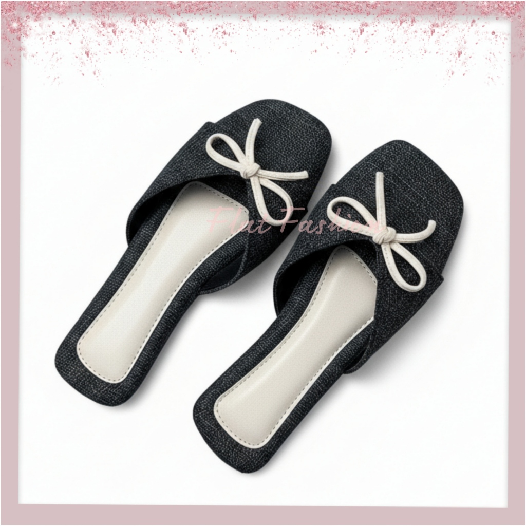 Sandal Kain Wanita Variasi Pita Casual Stylish Anti Slip