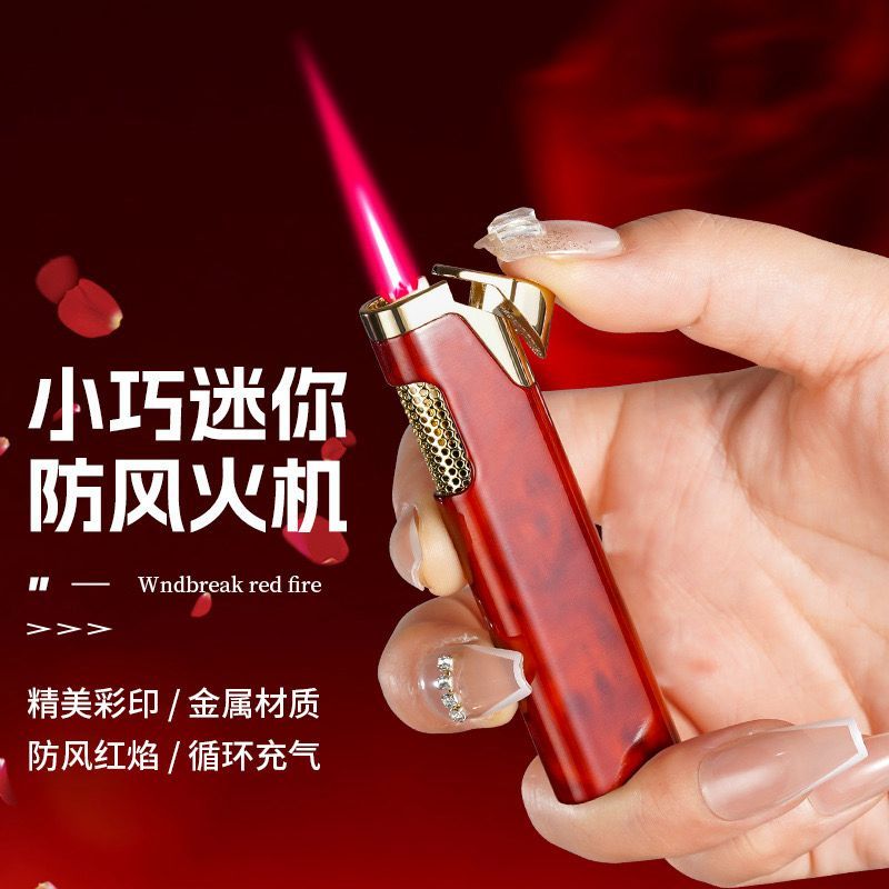 Mancis Korek Api Pemantik Bara Merah Slim Mini Design Mewah Elegant Gas Lighter Gift Polos
