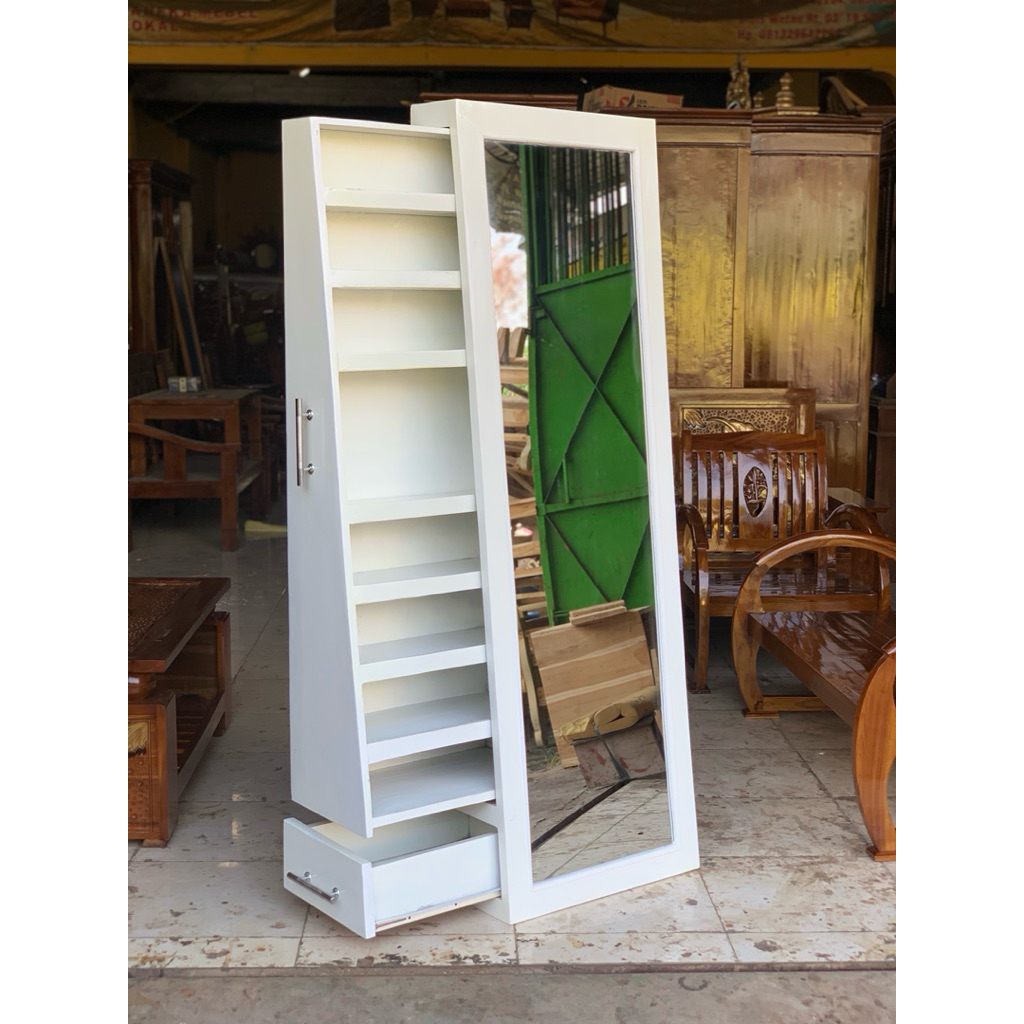 Aria Meubel - Standing mirror + rak minimalis