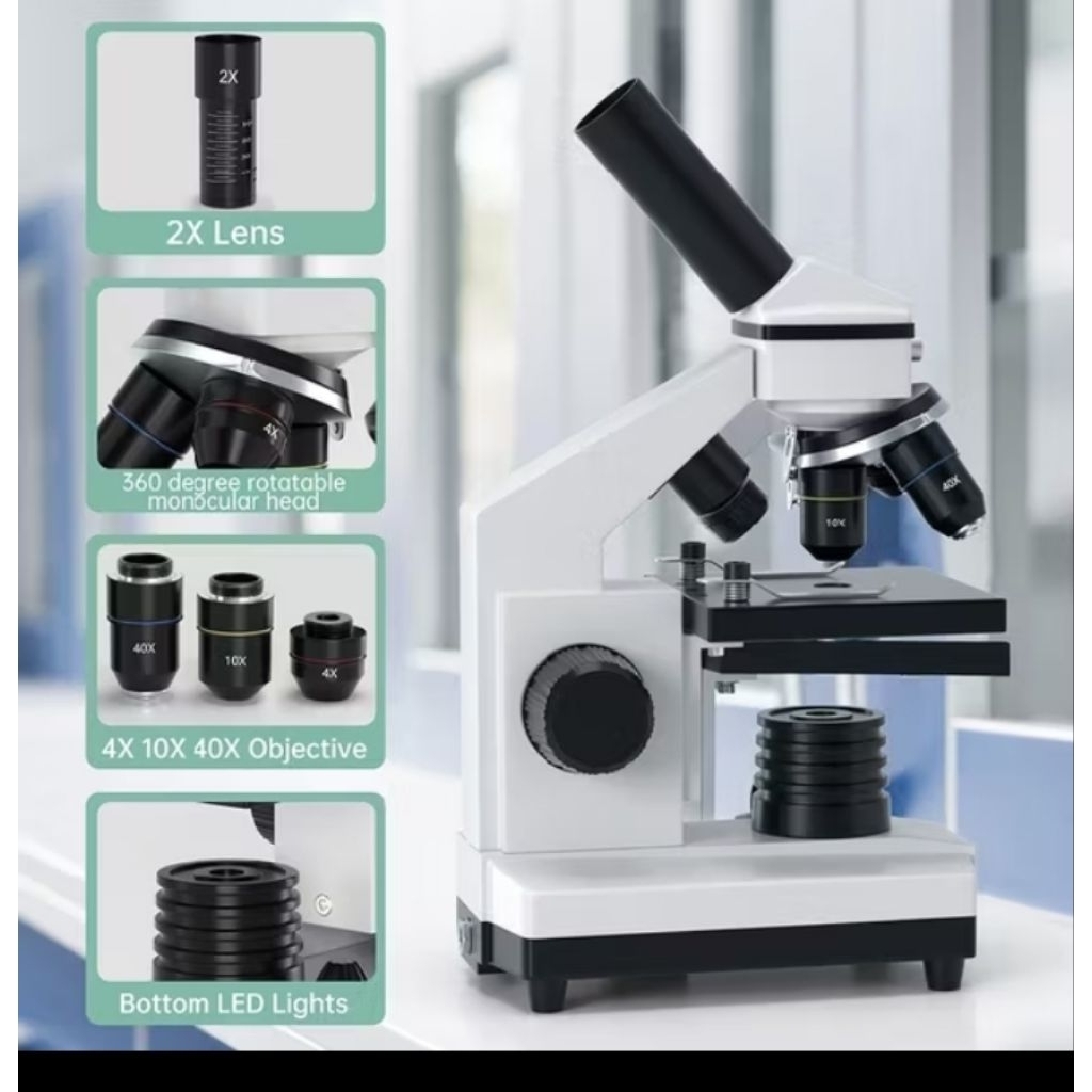 Zoom 2000X Biological HD Microscope + 13Pcs Accessories LED USB Student Laboratory Lab Education Too