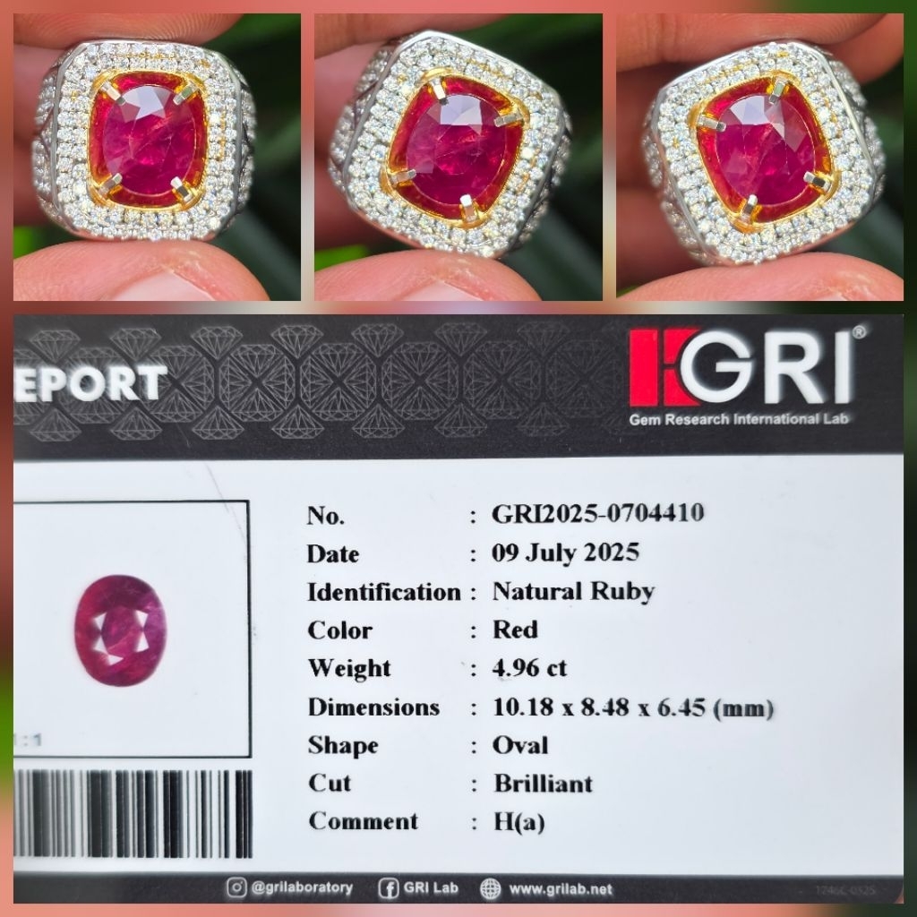 Batu Natural Red Ruby Heat A Memo 4.96 crt