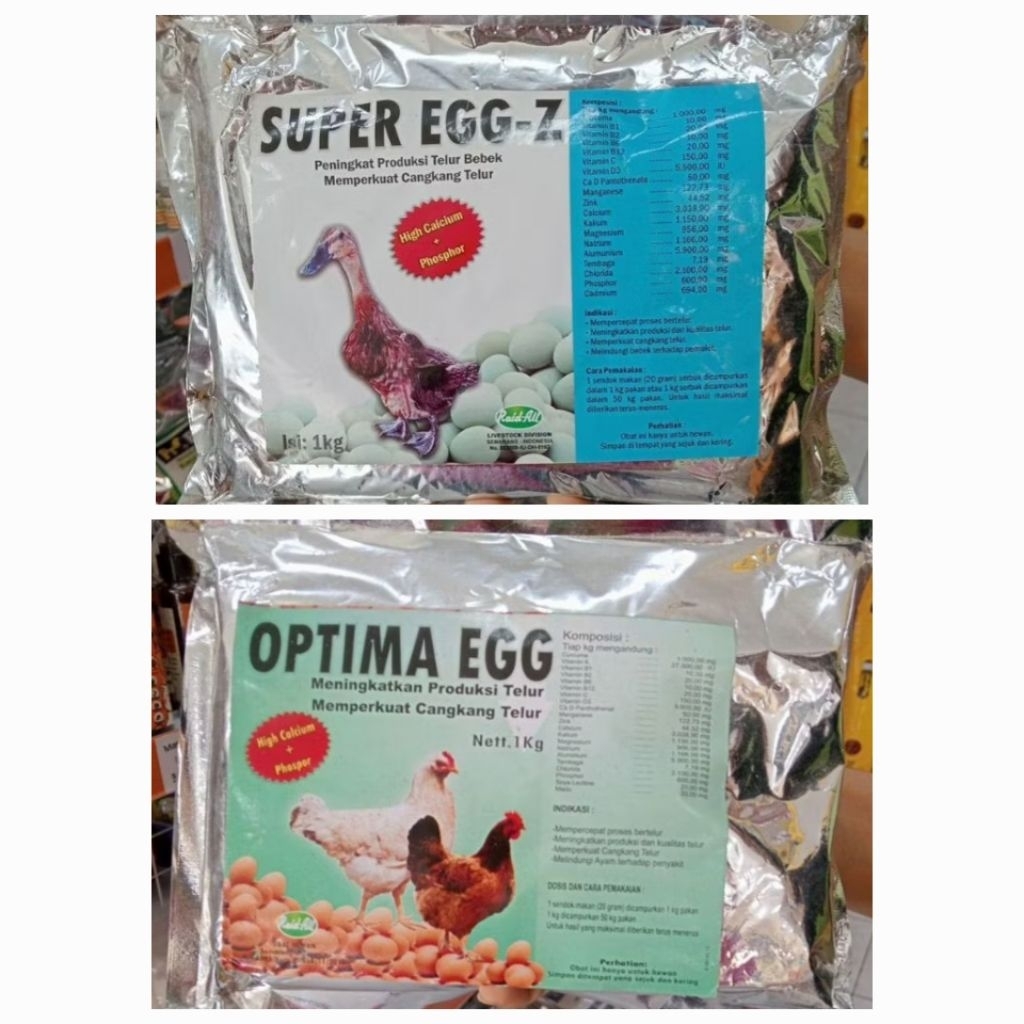 Super Egg Z / Optima Egg 1KG Vitamin Kalsium Tinggi & Suplemen Meningkatkan Produksi dan Kualitas Te