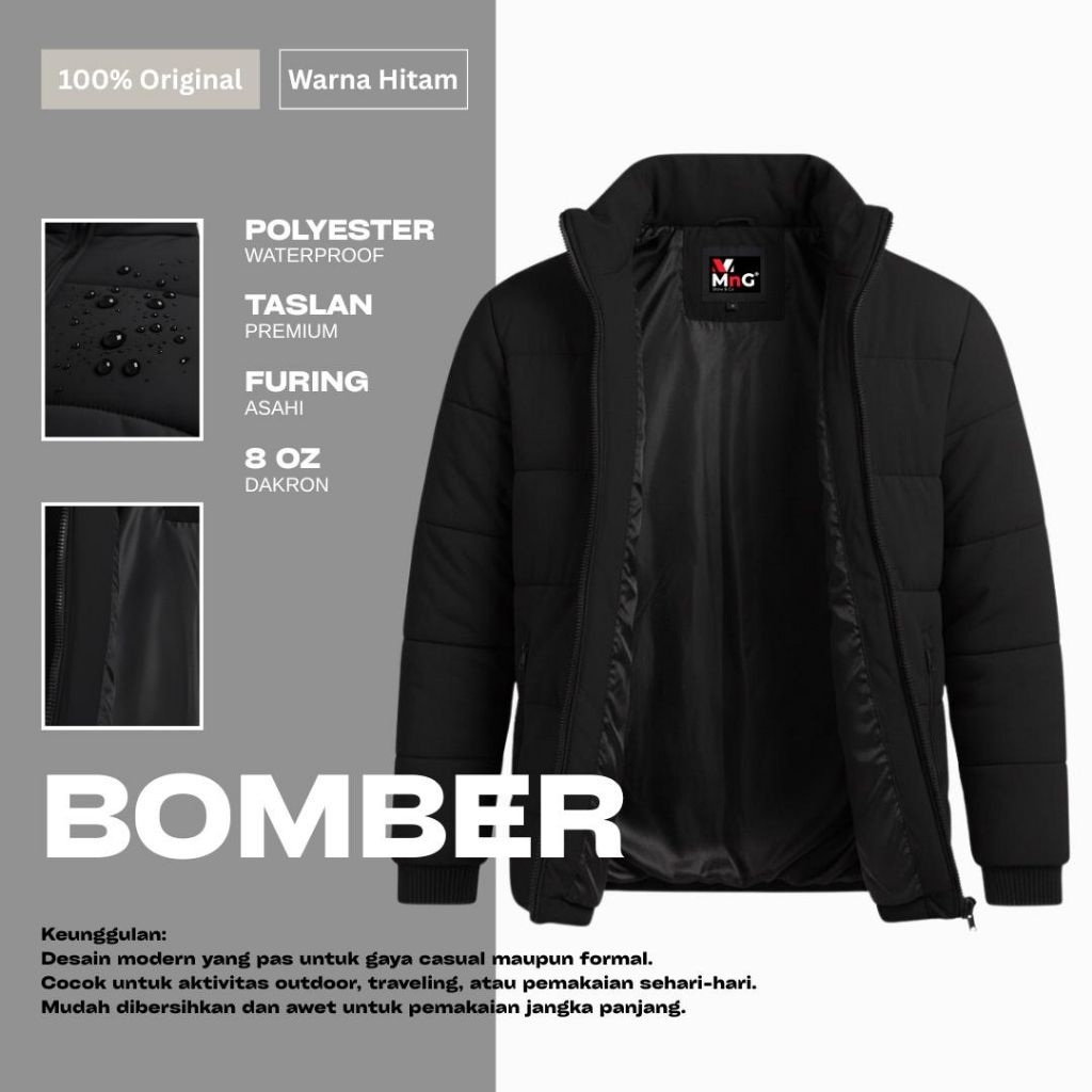 Jaket Winter Pria Musim Dingin Tebal Waterproof Windproof Bahan Taslan Anti Air Premium