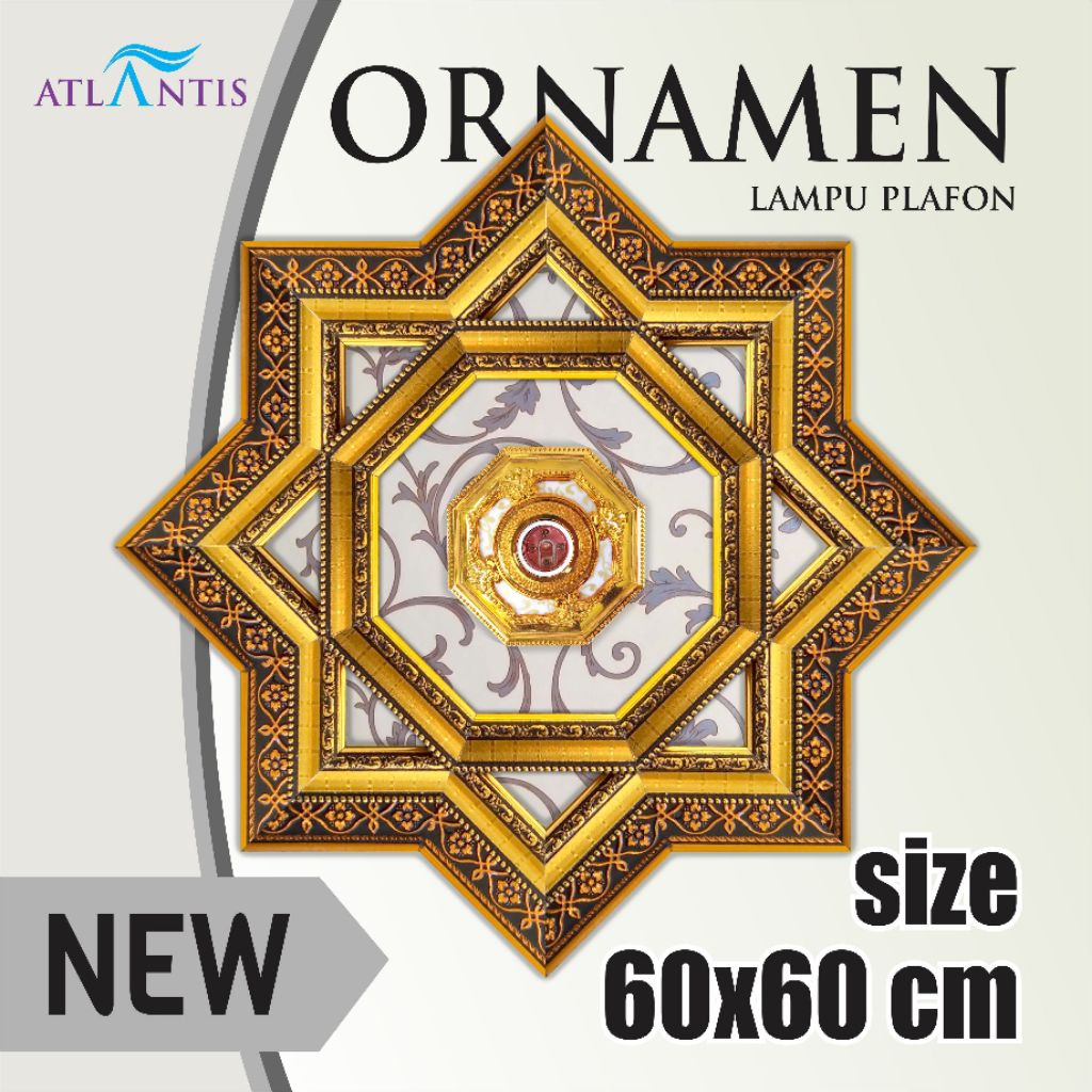 Ornamen lampu plafon pvc / fitting lampu hias plafon ukuran 60 x 60 cm