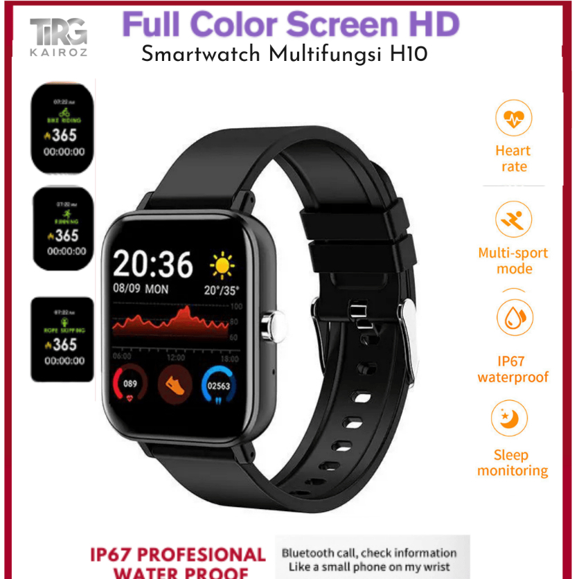 TIRG Jam tangan pintar panggilan Bluetooth,denyut jantung, tekanan darah, olahraga, kesehatan,fitnes