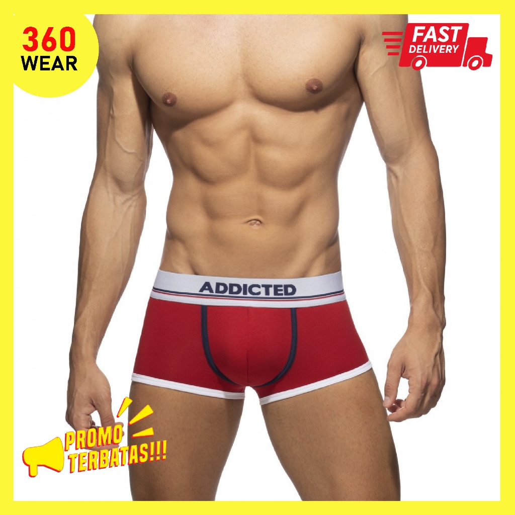 Celana Dalam Pria Men Underwear Boxer Brief Sempak Laki Segiempat Pouch Katun Waistband ADDICTED