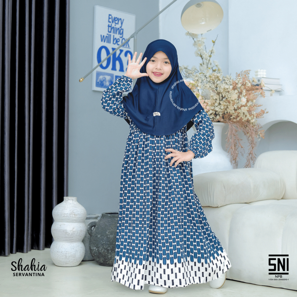 Shahia Servantina - [Satu Set Jilbab] Melin Set Dress Rayon Gamis Anak Perempuan