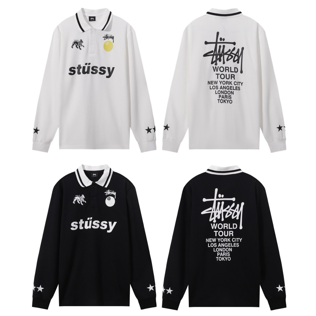 STUSSY JERSEY WORLD TOUR COLLAR LONGSLEEVE
