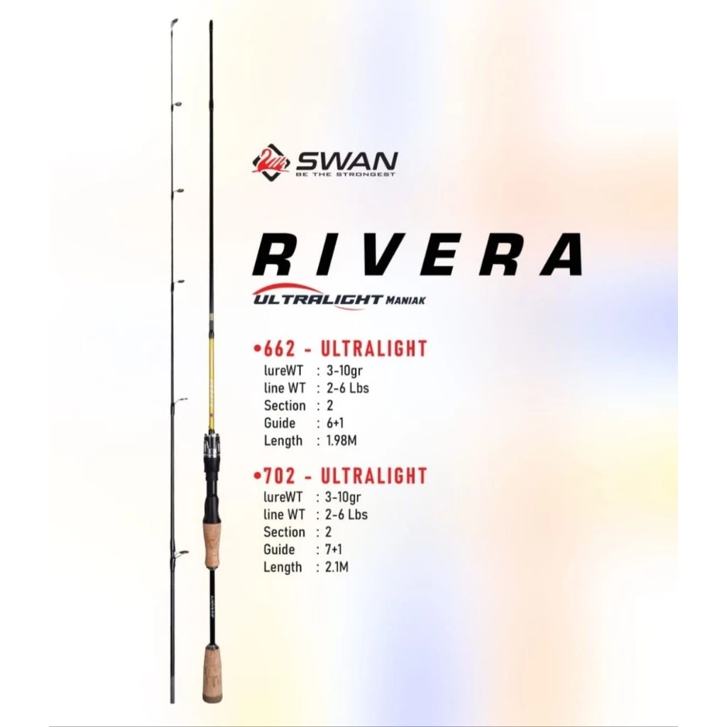 Joran Pancing Ultralight Swan Rivera 198 dan 210 cm Solid Carbon
