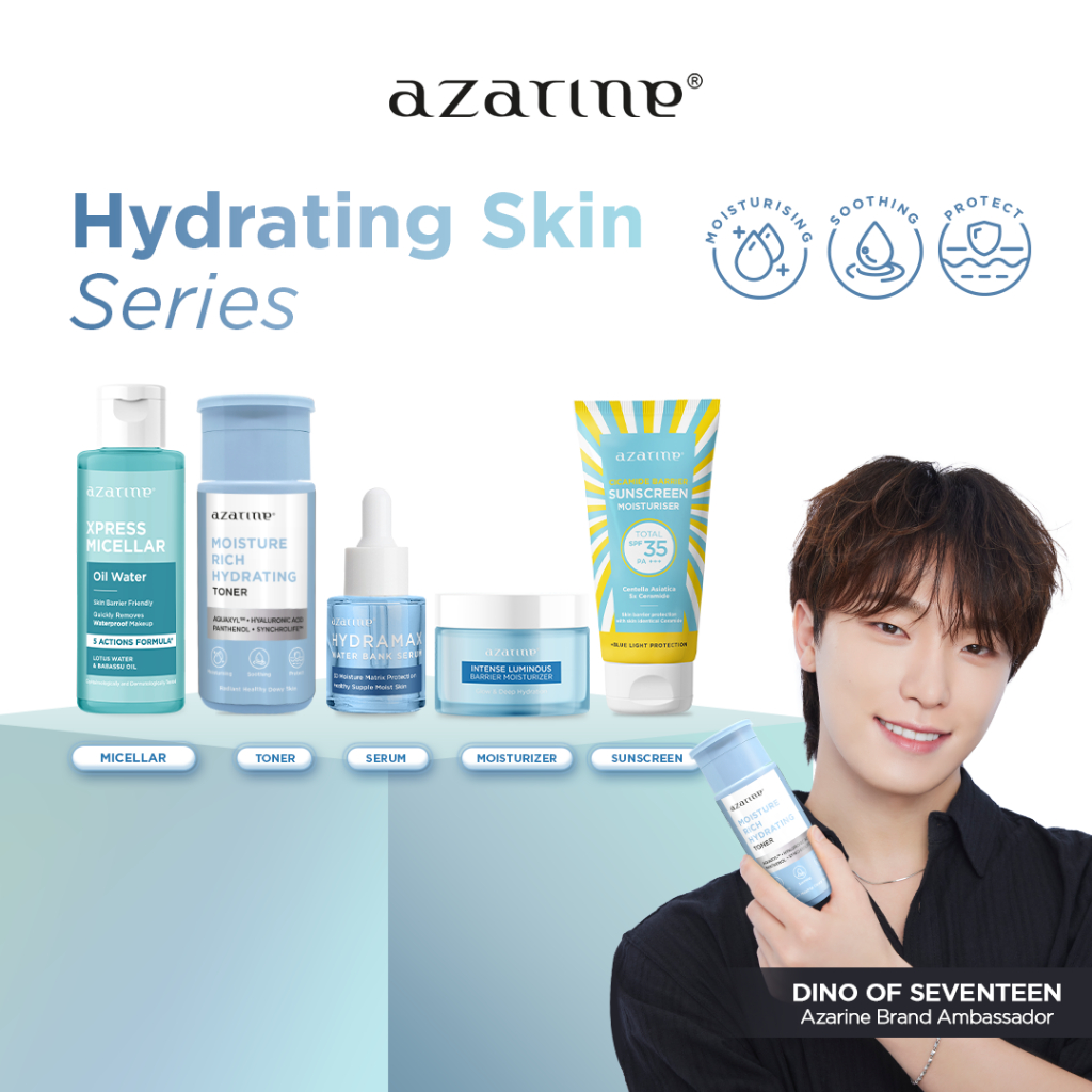 Azarine Hydrating Skin Series [5 pcs] Paket Skincare untuk Melembabkan dan Hidrasi Kulit Kering with