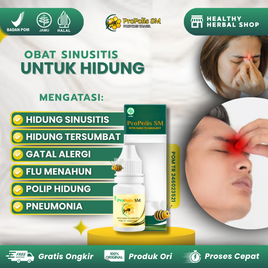 Propolis Obat Hidung Sinusitis Polip Flu Menahun Ingus Mempet Hidung Bau Busuk Hilang Penciuman