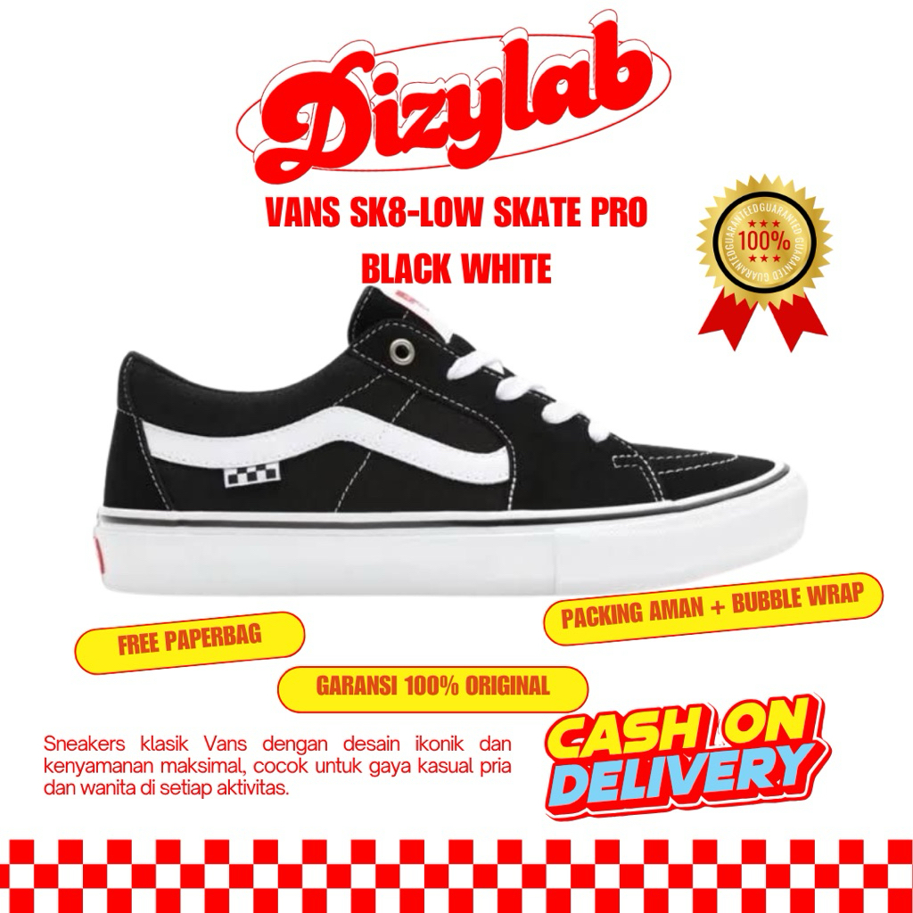 V4NS SK8-LOW SKATE PRO BLACK WHITE