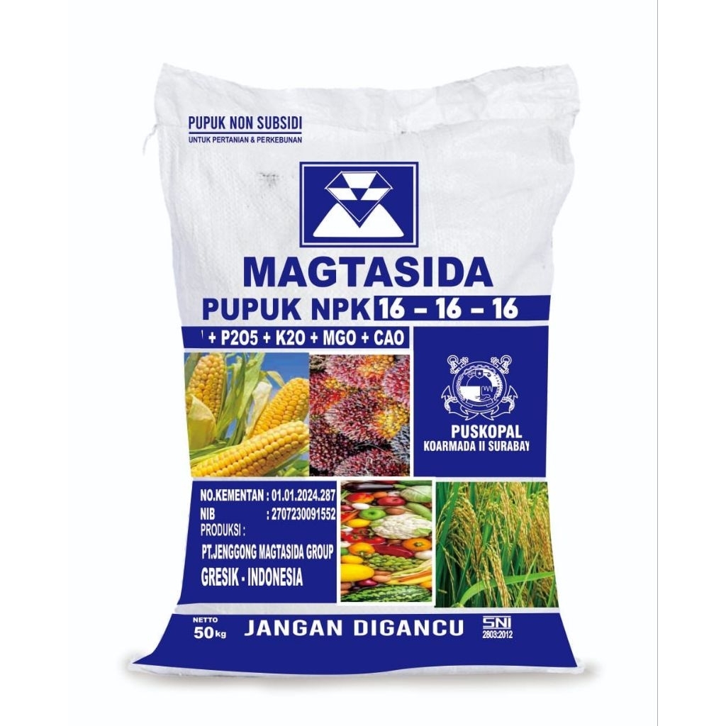 Pupuk Non Subsidi Npk 16 16 16 Jenggong Magtasida kemasan 50 kg biru