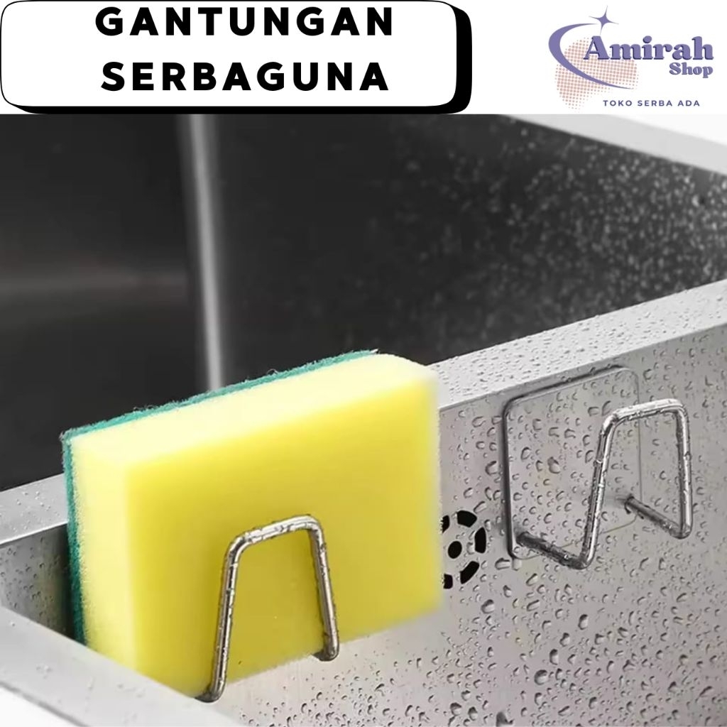 TAFFHOME  Spons Holder Stainless Steel Rak Untuk Spon Tutup Panci Multifungsi Tempelan