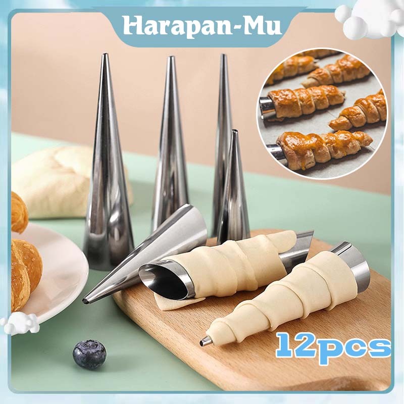 12Pcs/Set Cetakan Croissant / Cetakan Puff Pastry / Cetakan Horn Pastry Stainless 304