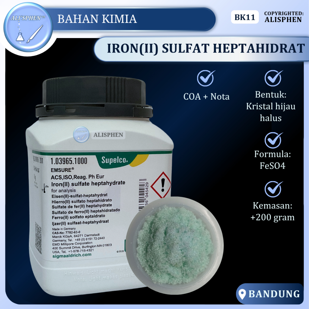 [BK10] FeSO4 Besi(II) Sulfat / Fero Sulfat | 200 gram | Iron(II) sulfate heptahydrate