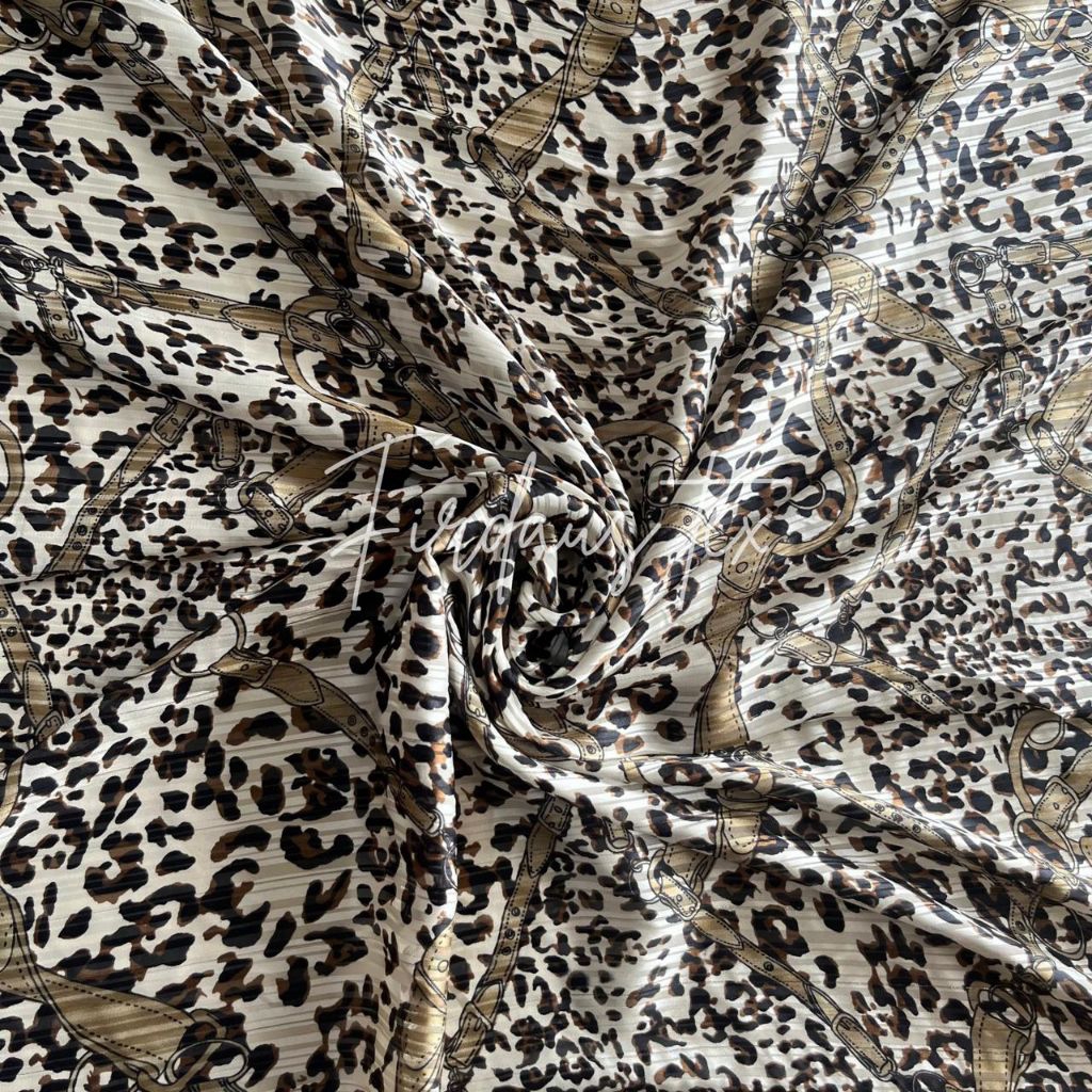 kain sifon silk embos motif leopard / kain prada