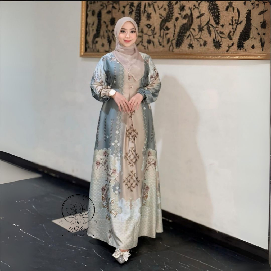 Gamis Wanita Silk Premium Adem Jatuh | Gamis Muslimah Elegan LD JUMBO 130-1