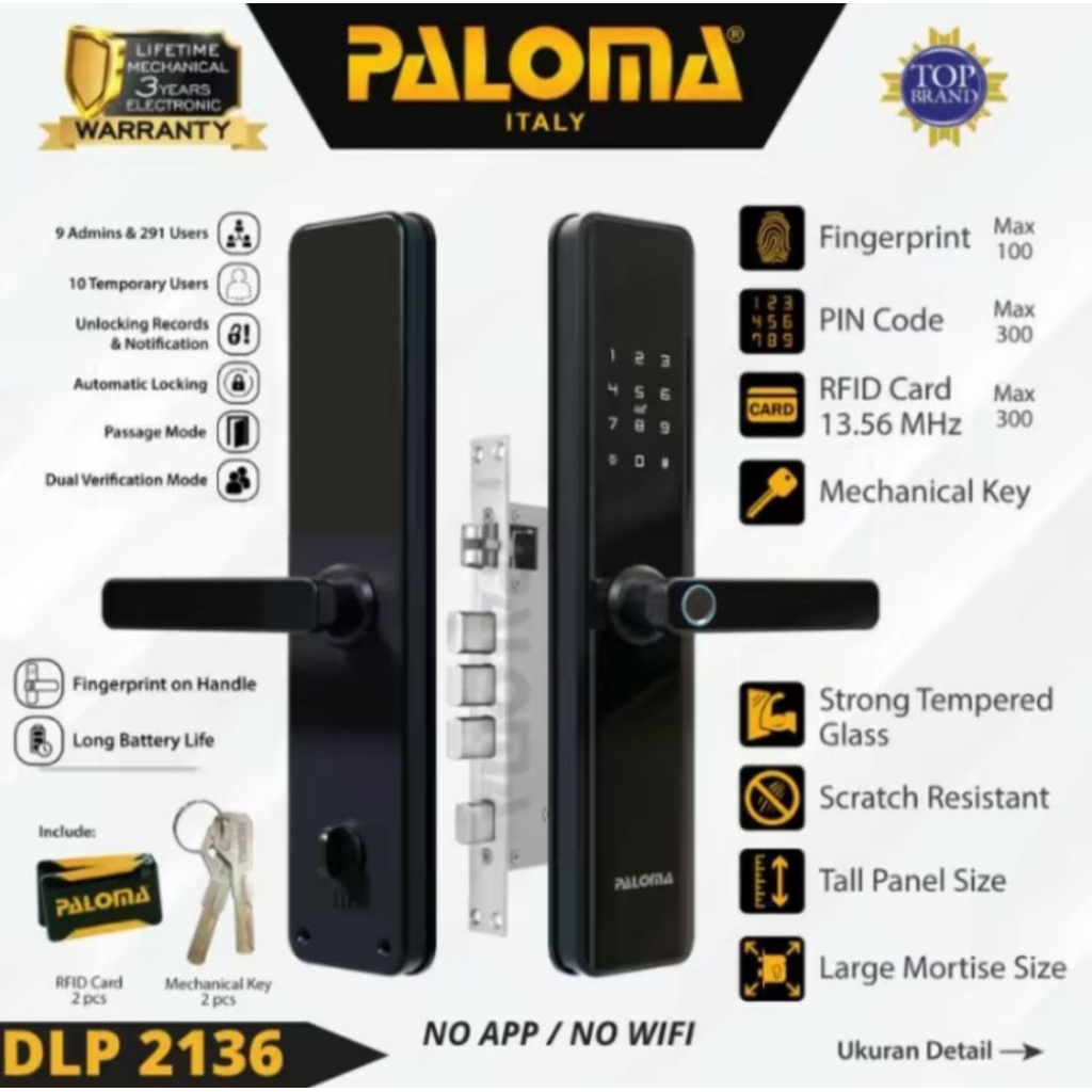 PALOMA DLP 2136 DIGITAL LOCK PALOMA SMART LOCK KUNCI PINTU DOOR HANDLE HOME NO APLIKASI