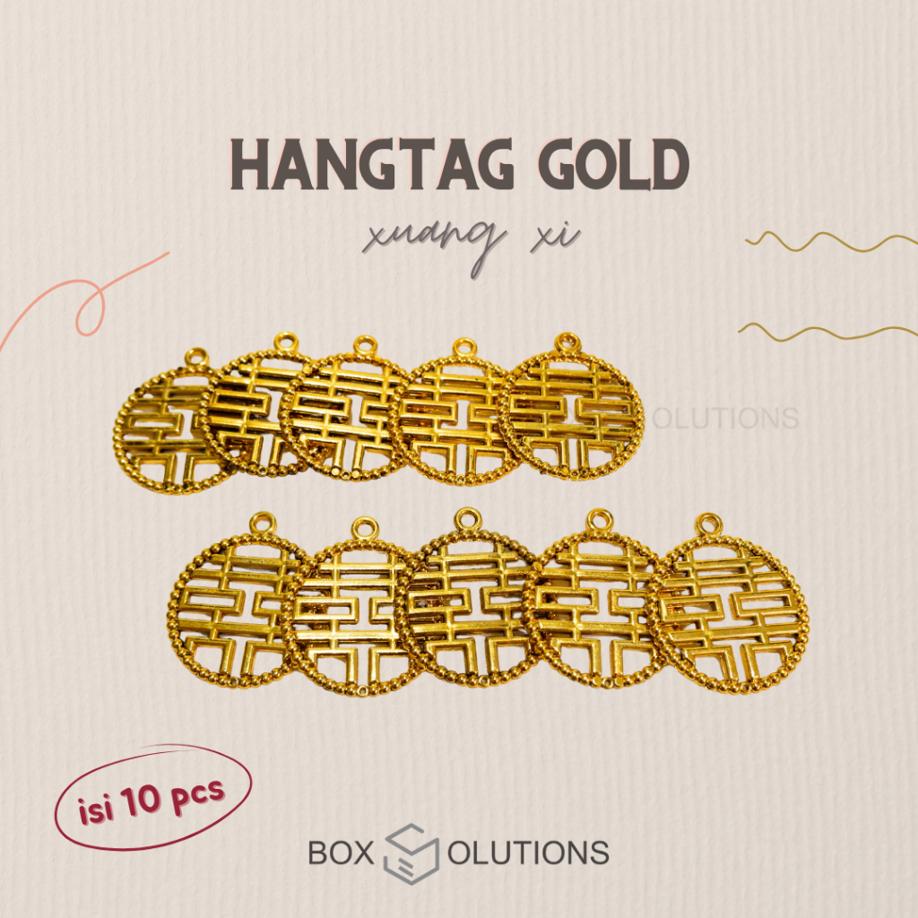 [isi 10] hangtag gold xuang xi / gantungan hampers sangjit