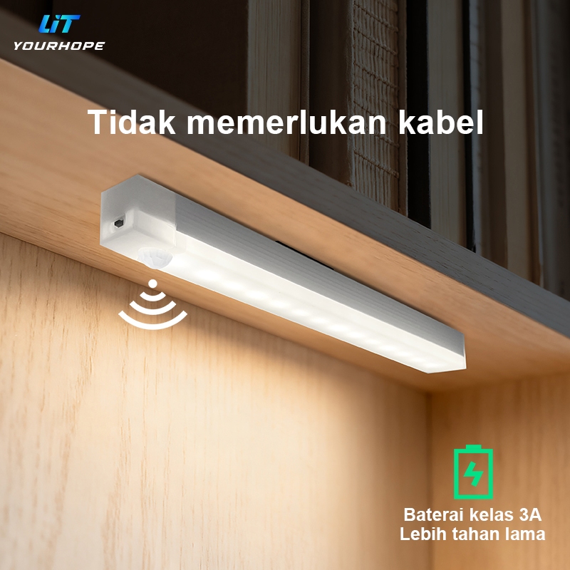 LIT Lampu Malam Sensor Tubuh Manusia Nirkabel LED Sensor Gerak Lampu Putih Lampu Hangat 20/30/50CM