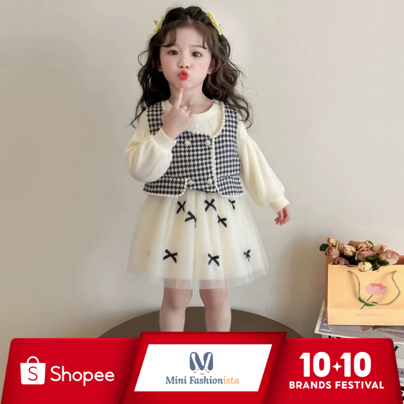 Dwrs Christmas Sneakwrs Unisex Dress Ank Perempuan Korea Drese Selutut Kid Mididres Natalan Anak Ter