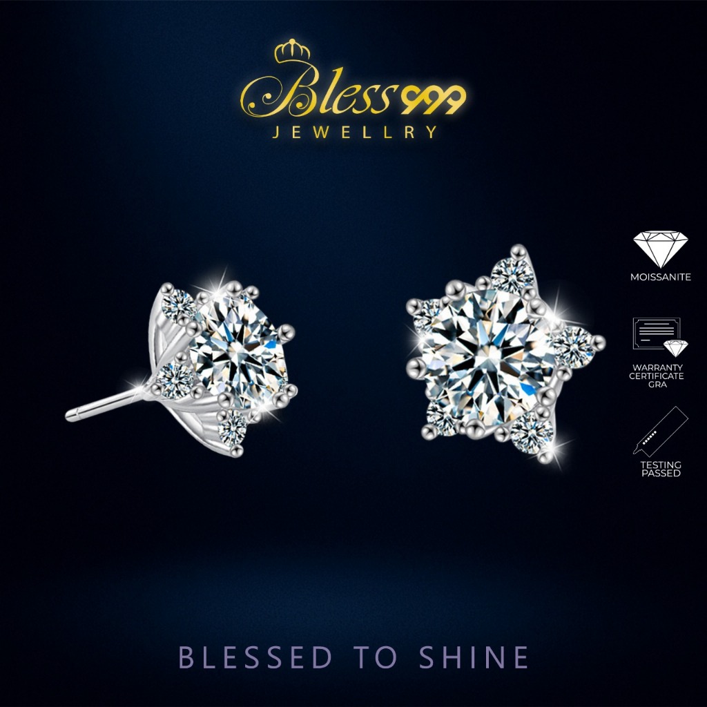 Anting / Earrings Lucky Star Moissanite Sertifikat GRA original