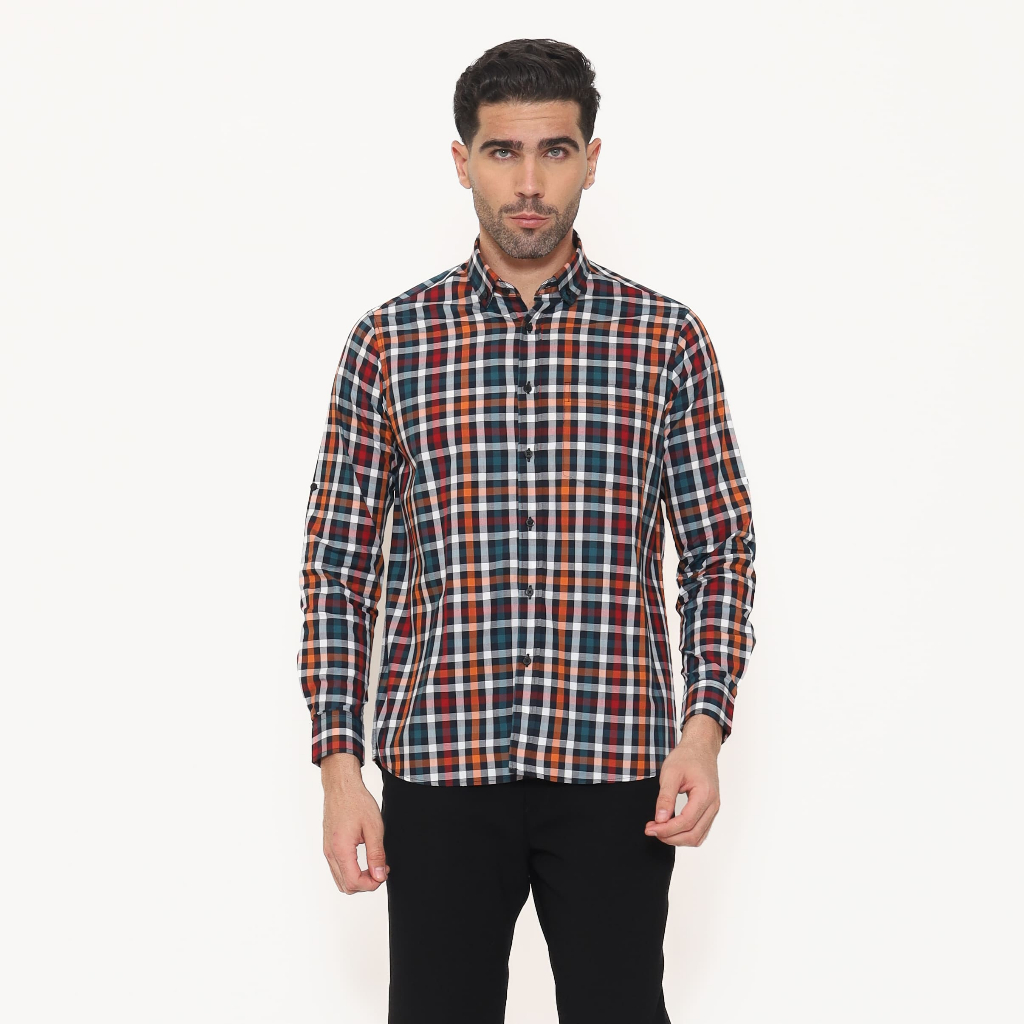 Schoeller Kemeja Pria Lengan Panjang Motif Kotak-Kotak – Spencer