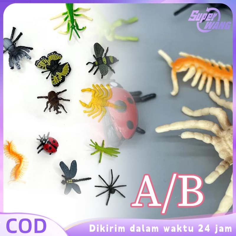 12pcs Mainan Hewan Karet Serangga Simulasi Serangga Mainan Ornamen Dekoratif Mainan Anak Serangga